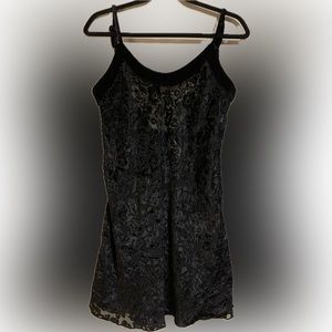 Victoria's Secret Vintage Gold Label Black Floral Burnout Slip Dress Nightie